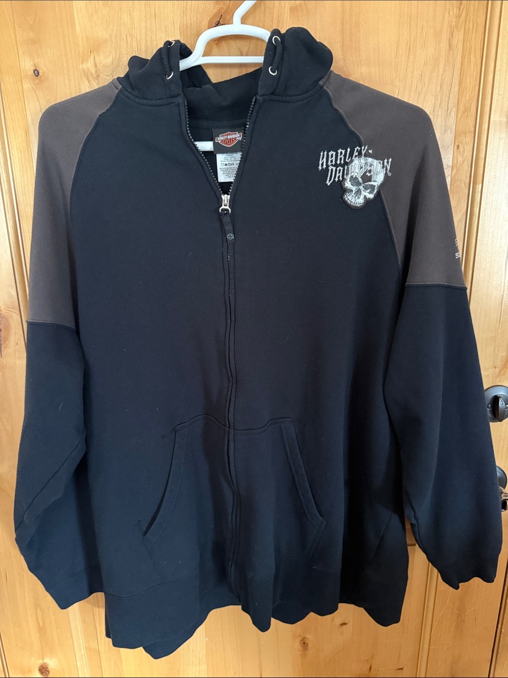 Harley-Davidson Black and Gray Zip-Up Hoodie
